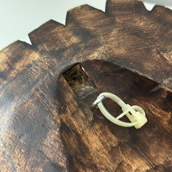 Vintage Handcrafted Wood Brass African Tribal Mask - Picture 10 of 13